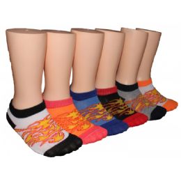 480 Wholesale Boys Flame Design Low Cut Ankle Socks