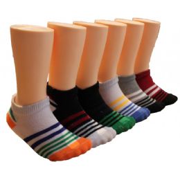 480 Pairs Boys Striped Low Cut Ankle Socks - Boys Ankle Sock
