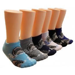 480 Wholesale Boys Shark Print Low Cut Ankle Socks