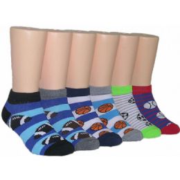 480 Wholesale Boys Assorted Sport Prints Low Cut Ankle Socks