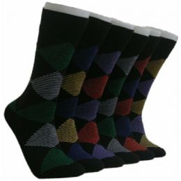 288 Wholesale Men's Striped Design Crew Socks
