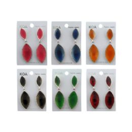 36 Pieces Dangle Earrings With Two Pointed Oval Shaped Accents - Earrings