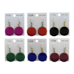 36 Pieces Dangle Earrings With A Circle Shaped Charm About The Size Of A Nickel - Earrings