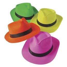 144 Wholesale Neon Colored Fedora Hat
