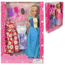 12 Wholesale 9 Piece Trendy Miss Fashion Doll Sets