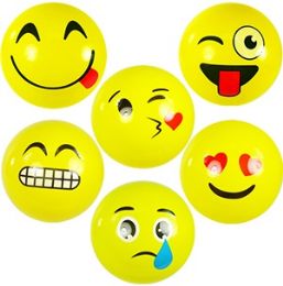 144 Pieces Small Inflatable Emoji Bounce Balls. - Inflatables