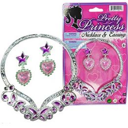 96 Pieces Pretty Princess Pink Earring And Necklace Sets. - Girls Toys