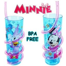 24 Wholesale Disney's Minnie's BoW-Tique Acrylic Silly Straw Tumblers.