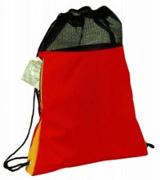 48 Pieces Drawstring Poly Backpack W/mesh Closure - Draw String & Sling Packs