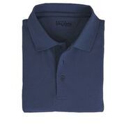 36 Wholesale Men's Solid Short Sleeve Polo In Navy Blue Size Medium