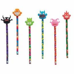 96 Wholesale Monster Pencil With Eraser Topper