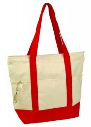36 Wholesale Deluxe Zippered Cotton Canvas Tote