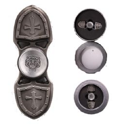 12 Wholesale Toy Sword Shield Fidget Spinner In Silver