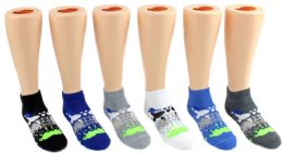 24 Wholesale Boy's Low Cut Novelty Socks - Paint Splatter Print - Size 6-8