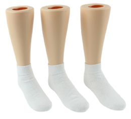 24 Wholesale Children's Athletic Ankle Socks - White - Size 4-6