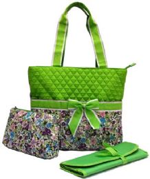 12 Wholesale "orI-Ori" Quilted Mommy Bag Purple Flower