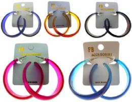 36 Pieces Assorted Colored Acrylic Hoops - Earrings