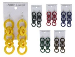 36 Pieces SilveR-Tone French Hook Earrings With Acrylic Linked Circle Dangles - Earrings