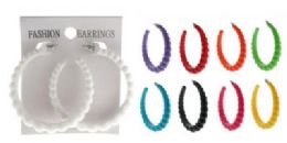 36 Units of Acrylic Beaded Look Post Style Hoop Earring - Earrings