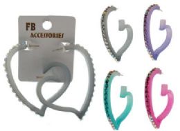 36 Pieces Post Style Acrylic Heart Hoop Earring With Crystal Accents On Outside Of Earring - Earrings