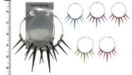 48 Pieces SilveR-Tone 3 Inch Diameter LeveR-Catch Hoop Earrings With SilveR-Tone Accent Beads - Earrings