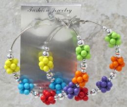 48 Pieces Rainbow Colored Chip Hoop Earrings - Earrings