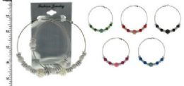 48 Pieces SilveR-Tone 3 Inch Diameter LeveR-Catch Hoop Earrings With Embossed Balls - Earrings