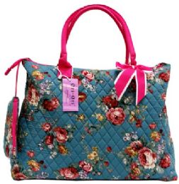12 Wholesale "orI-Ori" Quilted Large Tote Bag W/purse Rose