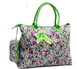 12 Wholesale "orI-Ori" Quilted Large Tote Bag W/purse Purple Flower
