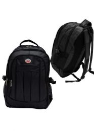 12 Wholesale 19" Deluxe Laptop BackpacK- Black Size:19"x 12"x 7"