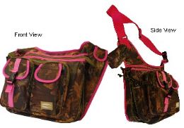 12 Wholesale "E-Z Tote" Expandable Hunting Shoulder Bag With Pink Trim