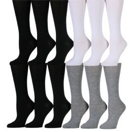 180 Wholesale Womens Solid Color Knee High Socks Black White Gray