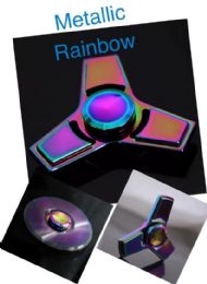 20 Wholesale Metal Fidget SpinneR--Rainbow Anodized TrI-Spinner