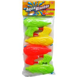 72 Wholesale 4pc 3.75" Water Toy Gun In Poly Bag W/ Header
