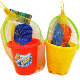 48 Pieces 4" Beach Bucket W/ 4pc Acss - Beach Toys