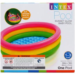 6 Wholesale 34"x10" 3-Ring Baby Pool W/ Inf. Floor In Color Box