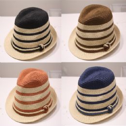 48 Pieces High Quality Paper Straw Fedora Hat Set With Rope Band - Fedoras, Driver Caps & Visor