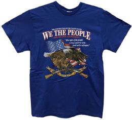 24 Bulk Blue T Shirt Second Amendment Assorted Sizes