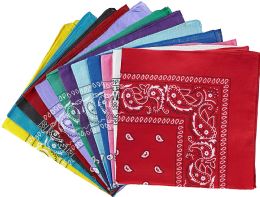 60 Wholesale Assorted Cotton Bandana Mixed Prints, Mixed Colors Bulk Paisley Bandannas