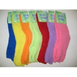 144 Units of Women's Fuzzy Slipper Socks - Womens Slipper Sock