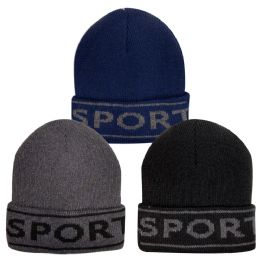 48 Pieces Sport Fleece Lined Unisex Winter Hats - Winter Beanie Hats