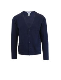 24 Wholesale Boy's "v" Neck Cardigan Sweaters In Navy Sizes 4-7