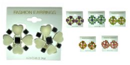 36 Pieces Silver Tone Clip Earring With Two Tone Epoxy Hearts And Squares - Earrings