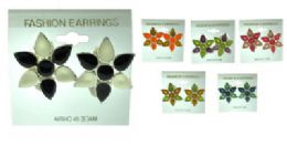 36 Pieces Silver Tone Clip Earring With TwO-Tone Enamel Flower - Earrings