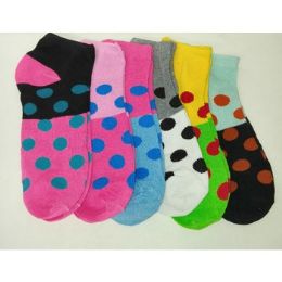 120 Pairs Polka Dot Novelty Ankle Socks - Womens Ankle Sock
