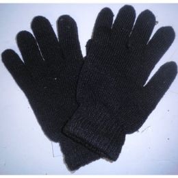 144 Wholesale Black Knit Gloves For Adults