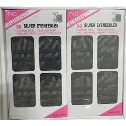 72 Wholesale Silver Eye Needles - 80ct