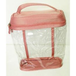 72 Wholesale Cosmetic Bag - Clear/rose