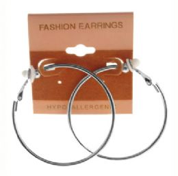 36 Pairs Silver Tone Clip Style Hoop Earring - Earrings
