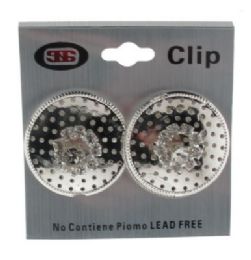 36 Wholesale Silver Tone Clip Earring With Perforated Disc